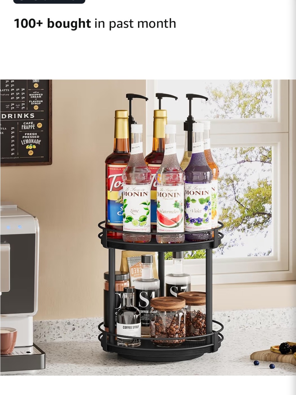 360° Rotating Two-Tier Spice rack Organizer - Black